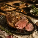accord mets vins agneau : gigot rouge rôti et herbes au thym