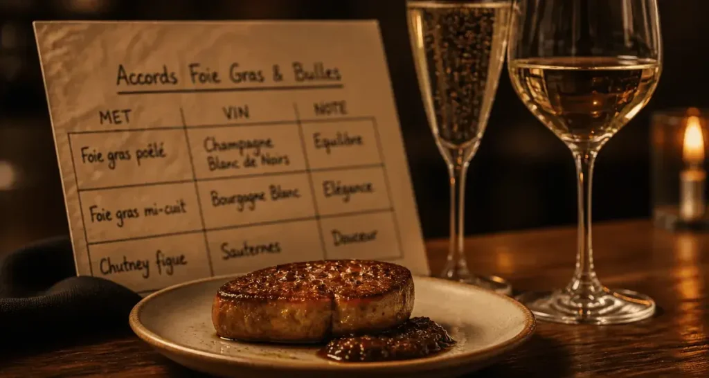 Foie gras vin : accords audacieux, tranches mi-cuites et vin blanc sec
