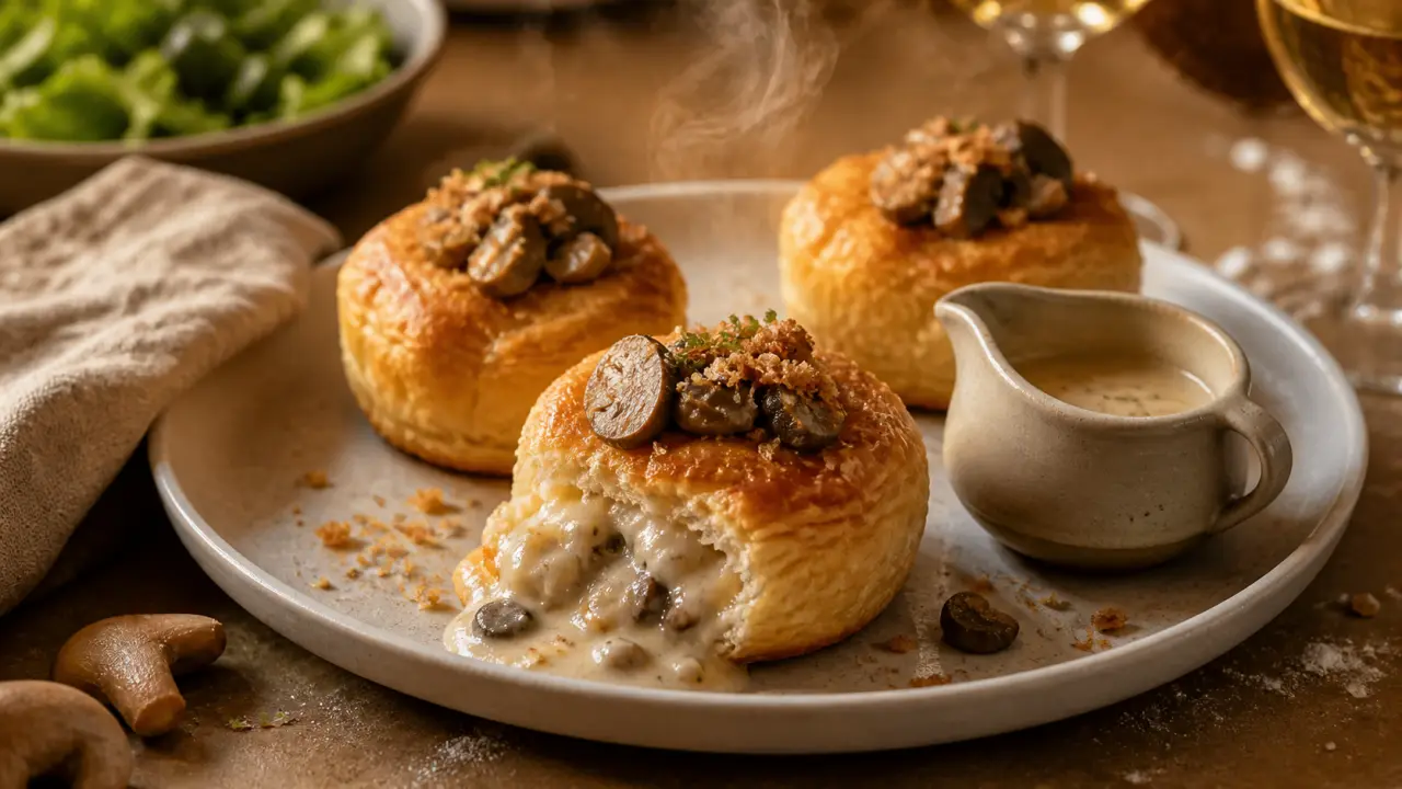 Recette bouchee reine : feuillete croustillant et sauce veloutée, bouchées dorées