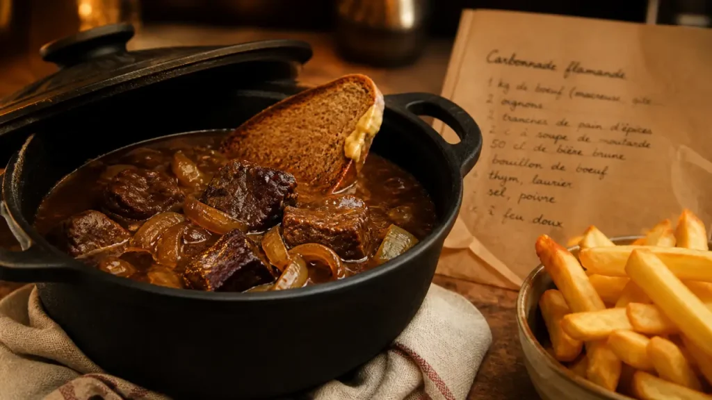 Recette carbonade flamande à la bière brune, pain d’épices et bœuf
