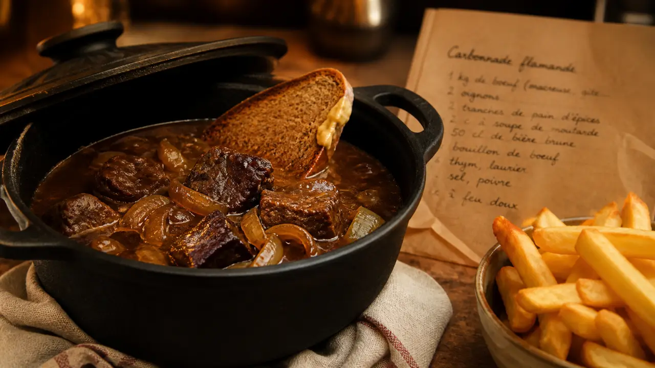 Recette carbonade flamande à la bière brune, pain d’épices et bœuf