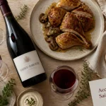 Saint amour accord mets vins : volailles rôties, fromages doux, sauce et verres