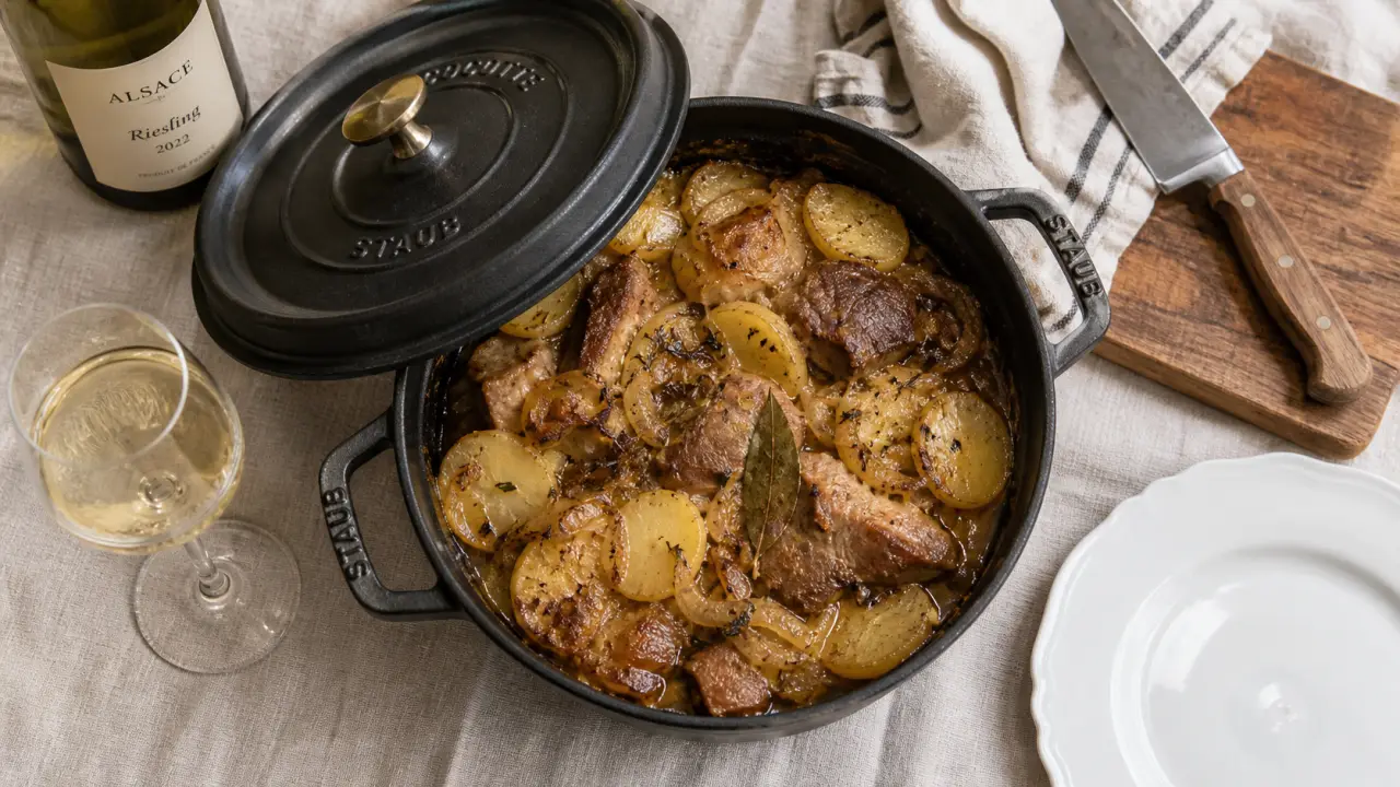 Vin avec baeckeoffe viande : Riesling, Pinot Gris ou rouge léger (photo)