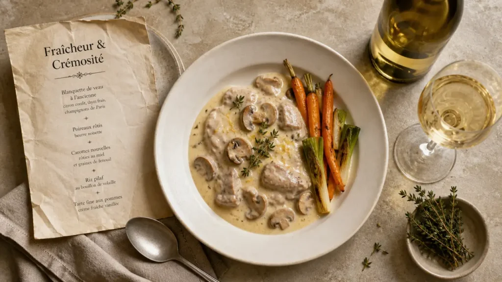 vin blanquette veau blanc frais en photo