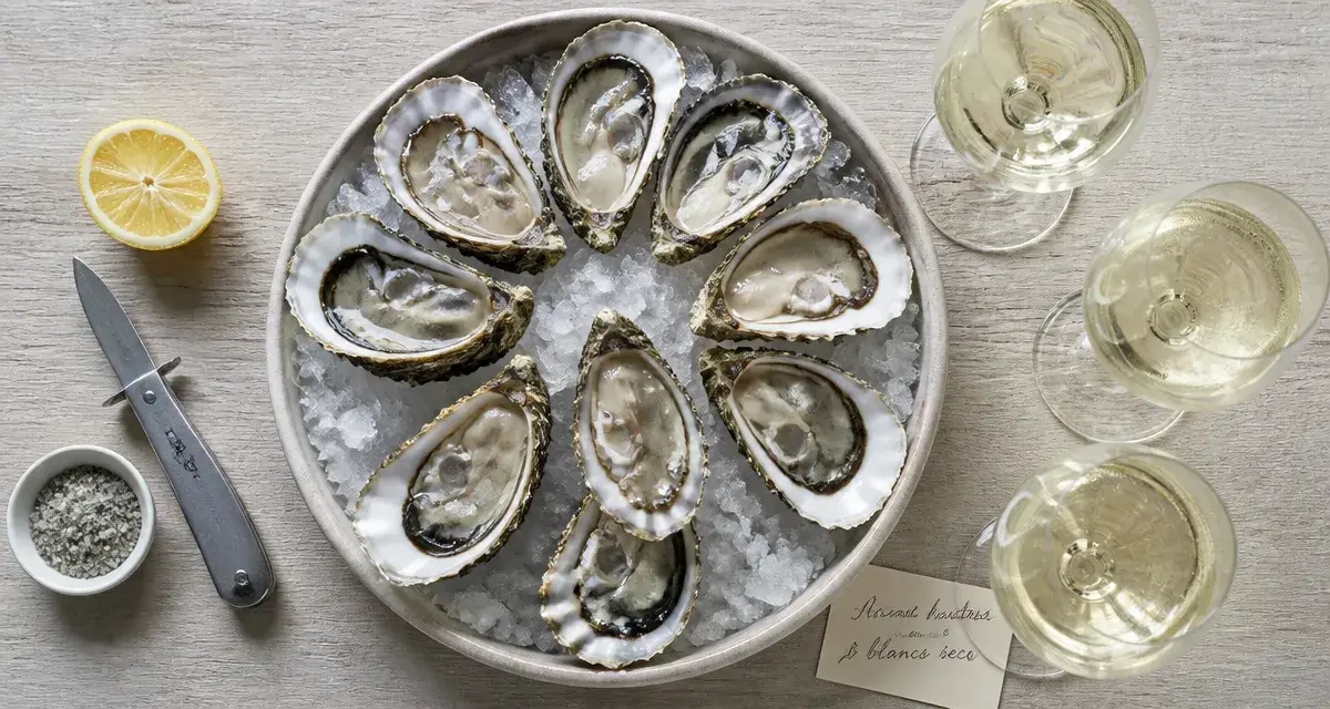 Vin huîtres : blanc sec minéral avec huîtres sur glace