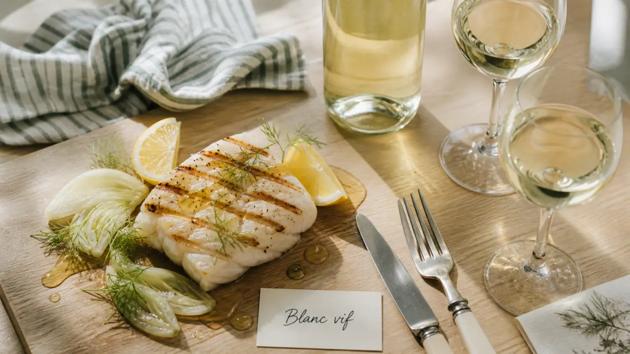 Vin poisson grillé : blanc vif avec cabillaud grillé au citron