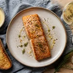Vin saumon : blanc vif avec saumon poêlé et citron