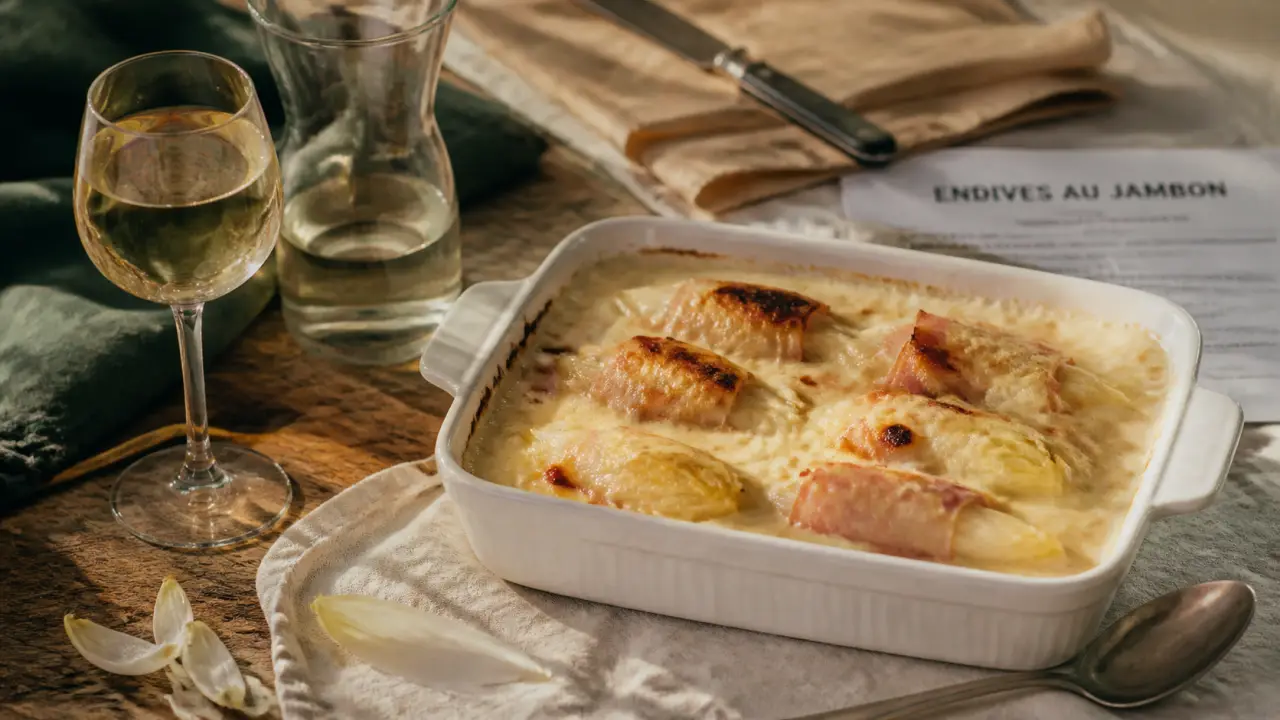 Accord mets vins endives au jambon : endives au jambon et vin blanc sec