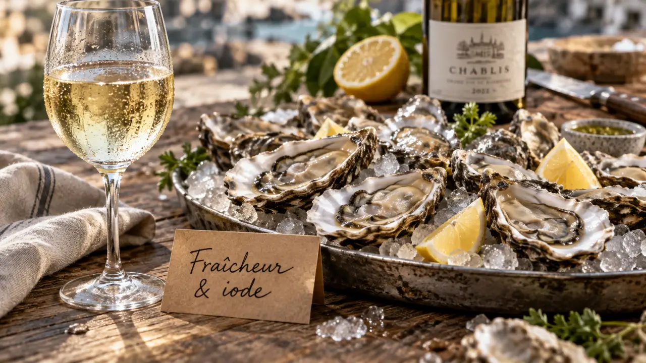 Accord mets vins huitres avec blanc vif très frais et bulles sèches