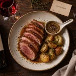 Accord mets et vins magret de canard : vin rouge souple et magret de canard