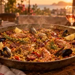 Accord mets vins paella : rosé structuré avec paella safranée