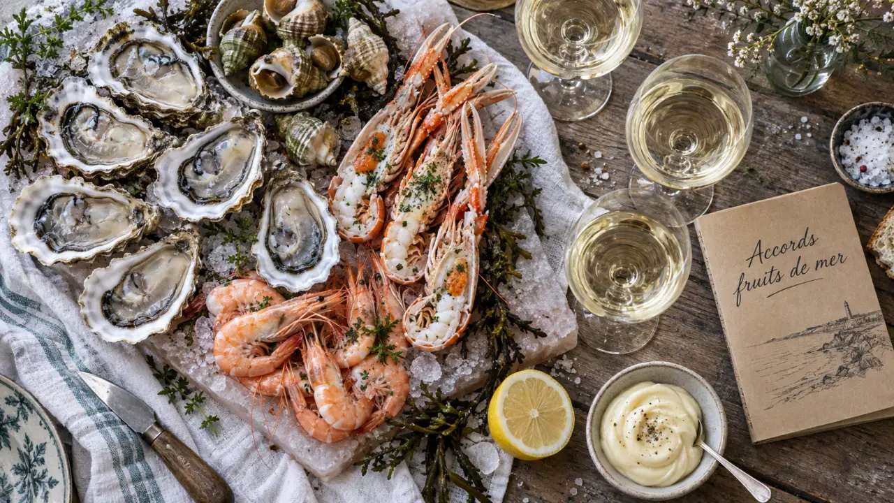 Accord mets vins plateau de fruits de mer : vin blanc sec sur fruits de mer