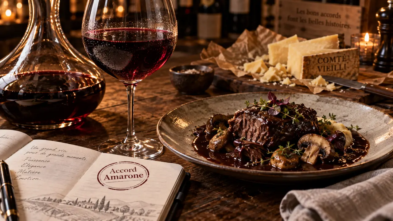 Amarone accord mets vins avec bœuf braisé et fromages affinés