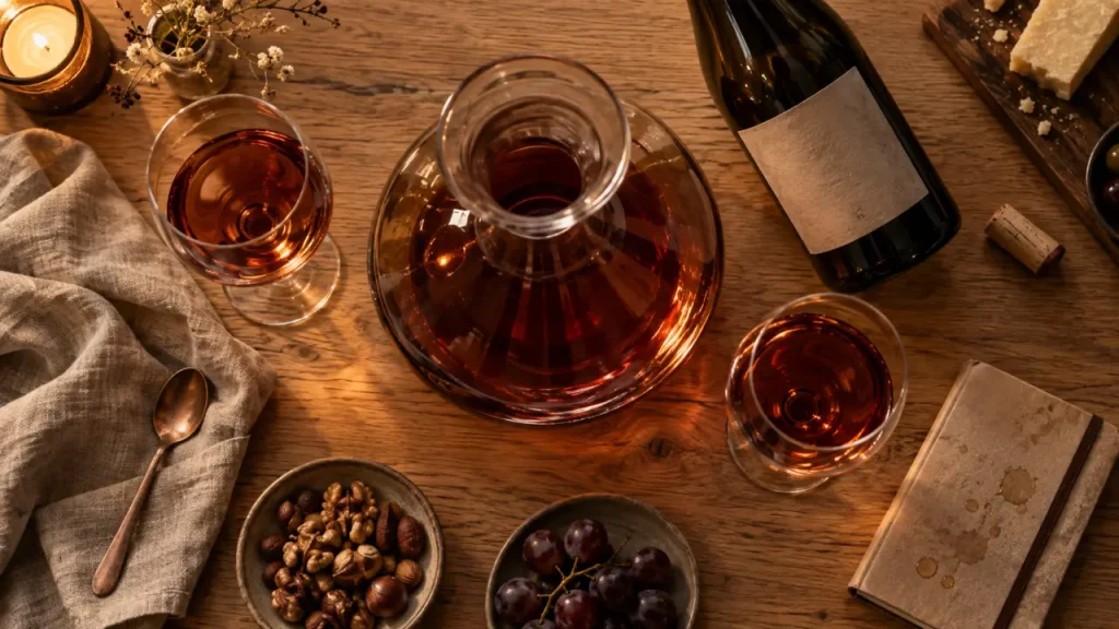 Carafe à vin pour oxygénation du vin, vue de dessus