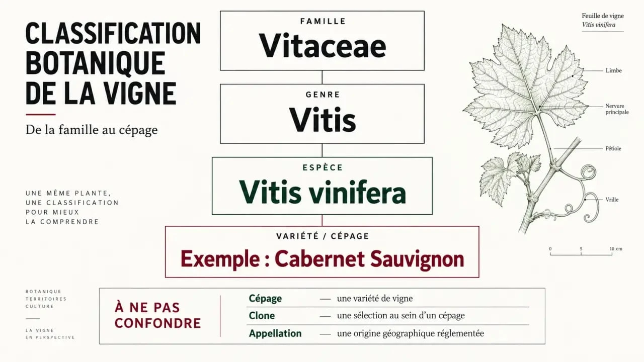 Liste des cépages : classification botanique de la vigne, du genre Vitis au cépage