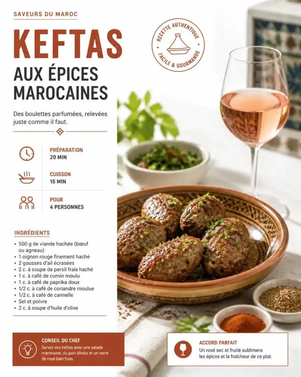 Accord mets-vins : keftas marocaines épicées et vin rosé