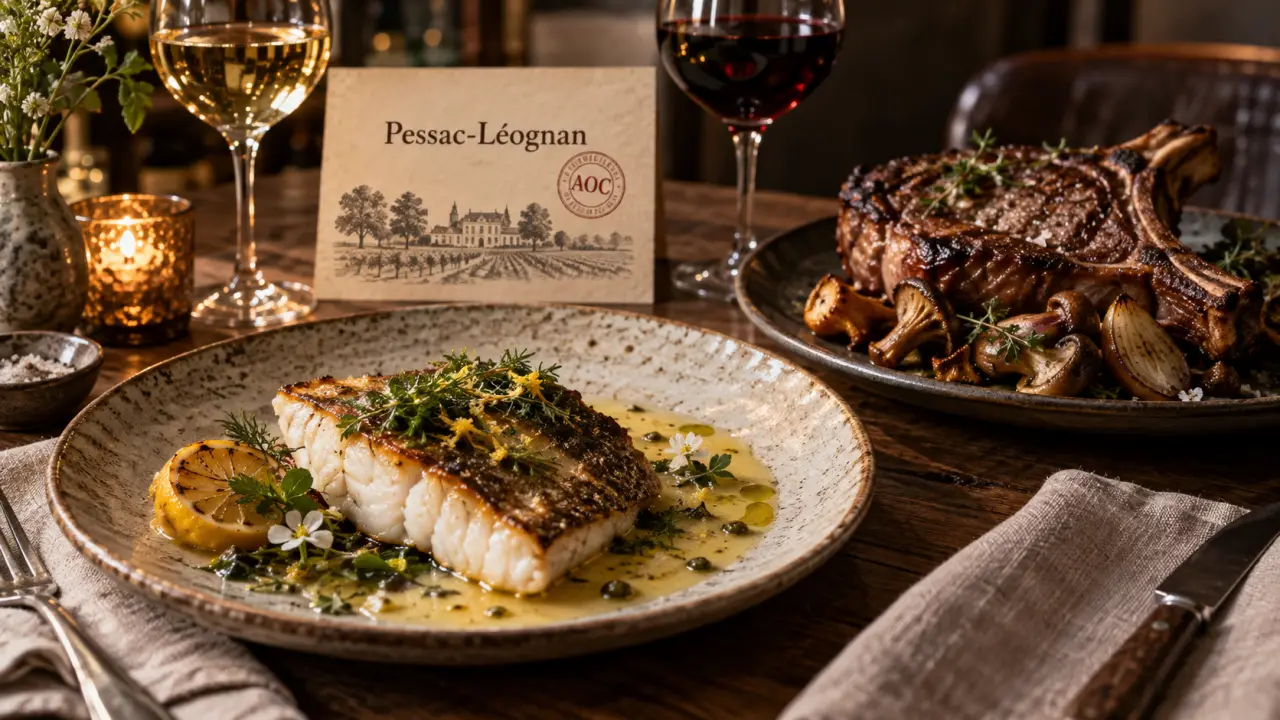Pessac leognan accord mets vins : turbot rôti, blanc et rouge