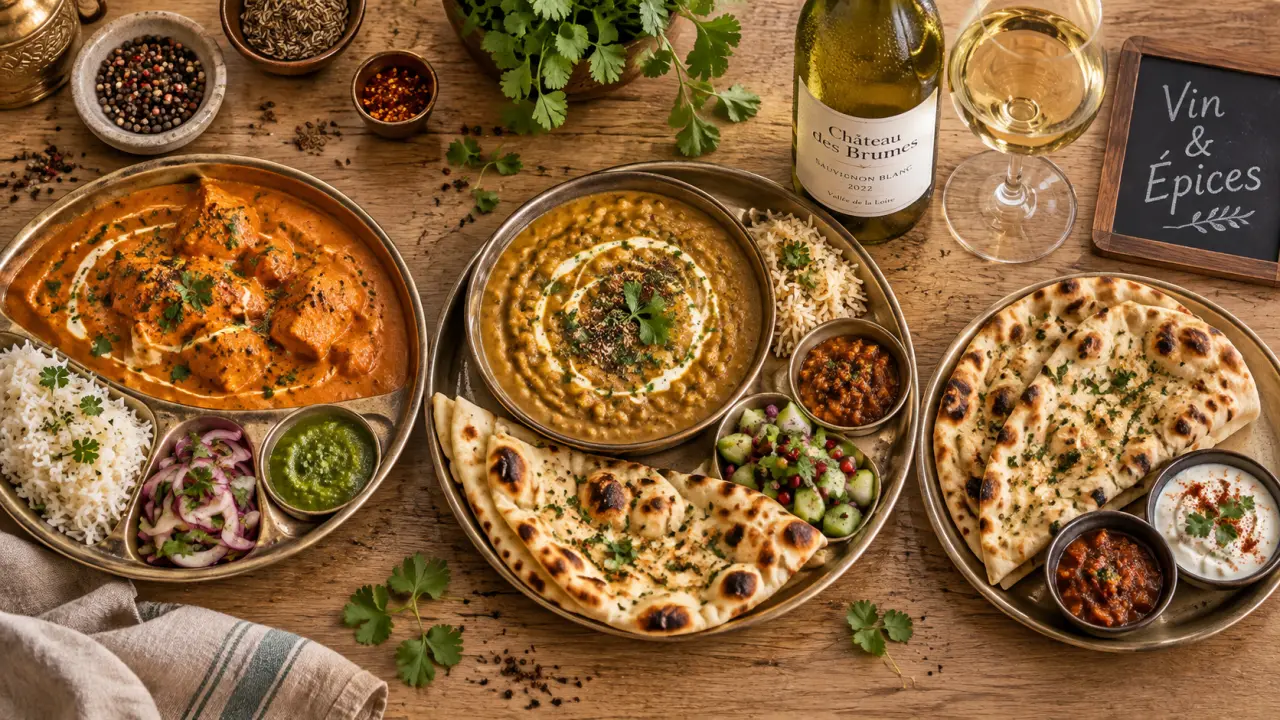 Quel vin avec plat indien : vin blanc avec curry, dal et naan
