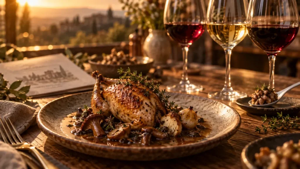 Quel vin servir avec des cailles : caille rôtie et verres de vin