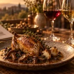 Quel vin servir avec des cailles : caille rôtie et verres de vin