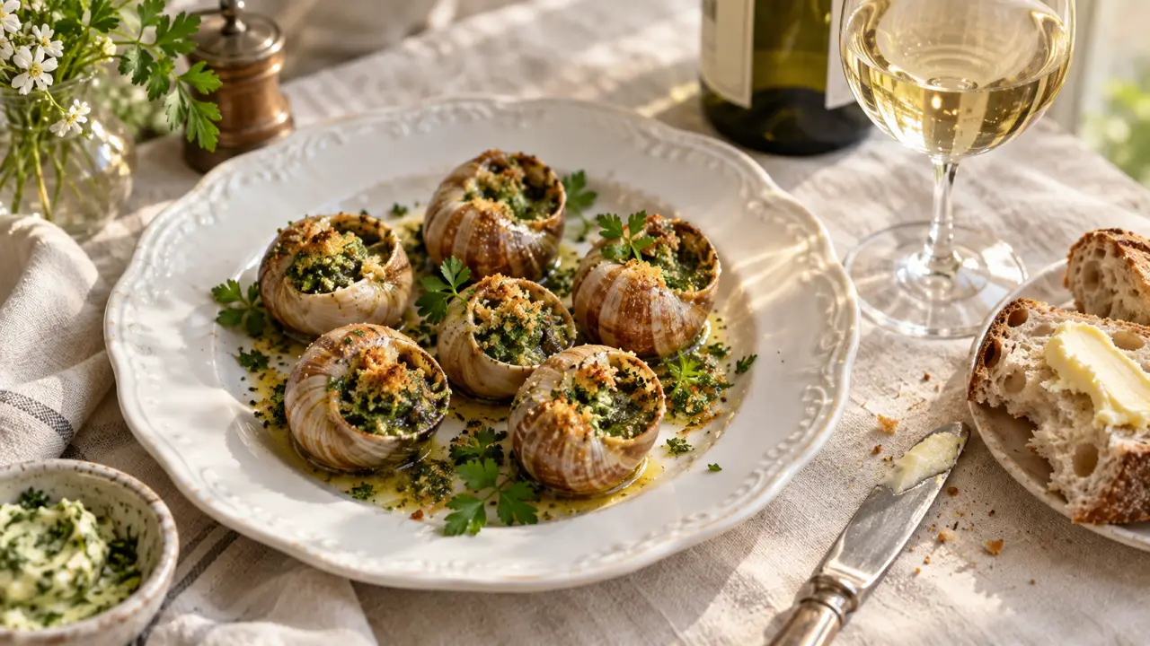 Quel vin servir avec des escargots : vin blanc sec avec escargots au beurre persillé