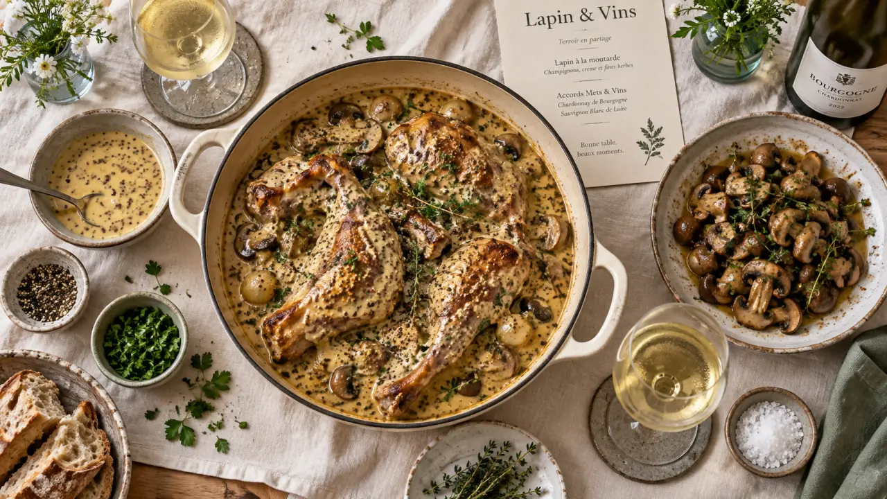 Quel vin servir avec du lapin : moutarde et sauce crème, vin blanc frais