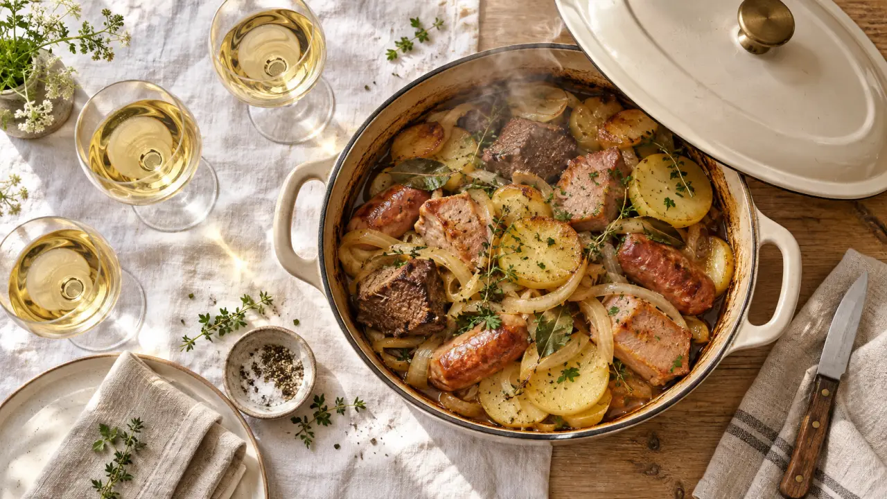 Quel vin servir avec un baeckeoffe aux trois viandes : Riesling d’Alsace ou Pinot gris