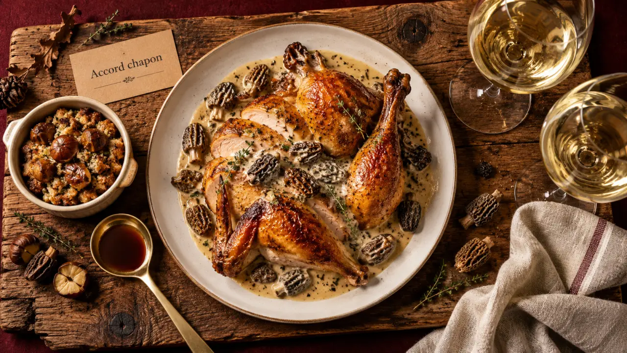 Quel vin servir avec un chapon : chapon rôti, farce et sauce, verres accord vin blanc