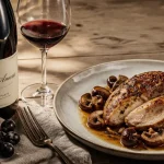Saint amour accord mets vins : volaille rôtie et Saint-Jacques poêlées avec sauce