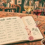 Tableau accord mets vins sur table, repères d’accords mets-vins