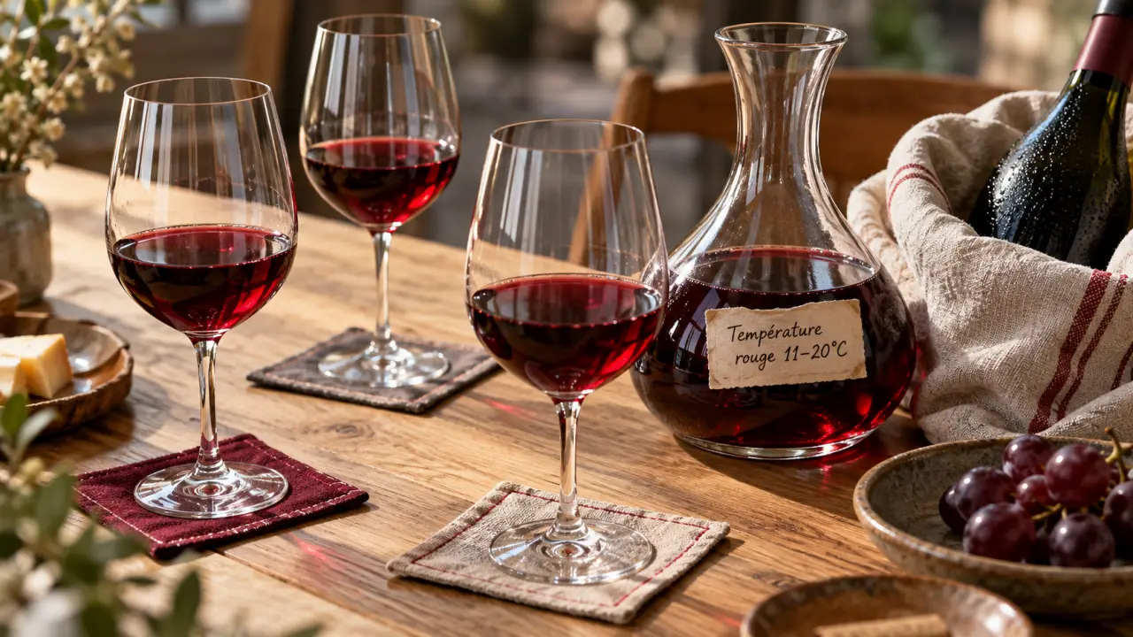 Température d un vin rouge : 11–20°C, verres et arômes révélés