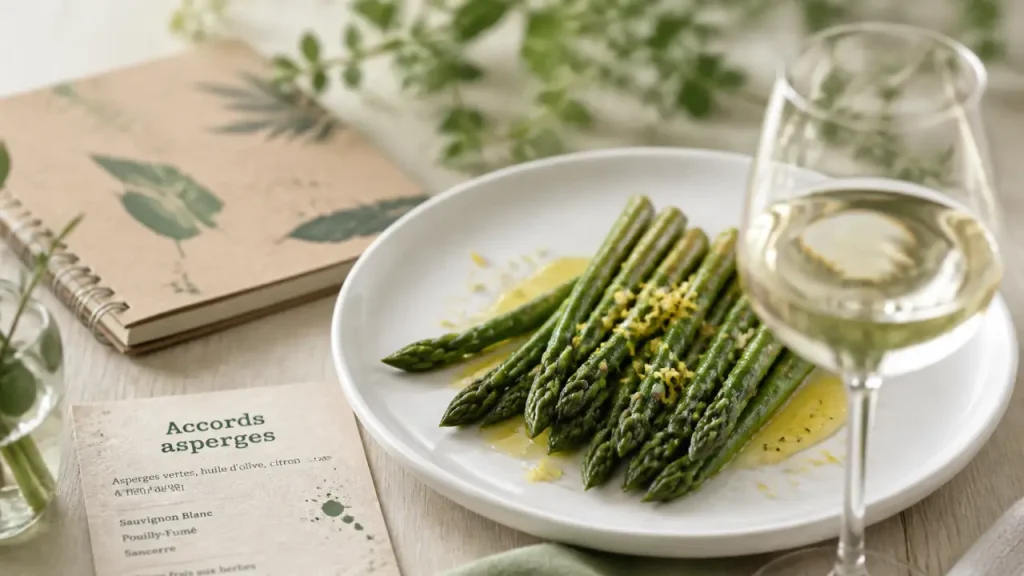 Vin et asperges : asperges vertes avec blanc sec et citron