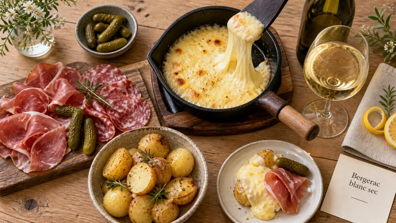 Vin Bergerac blanc avec quel plat : fromage et poisson blanc, photo à plat