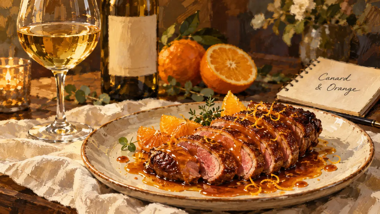 Vin canard orange : blanc moelleux vif avec canard à l’orange