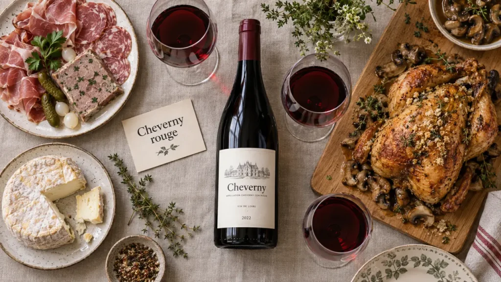 Vin Cheverny rouge avec quel plat : accords poisson, volaille