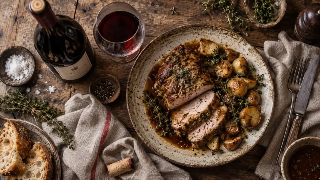 Vin chinon rouge avec quel plat : rôti de porc et fromages