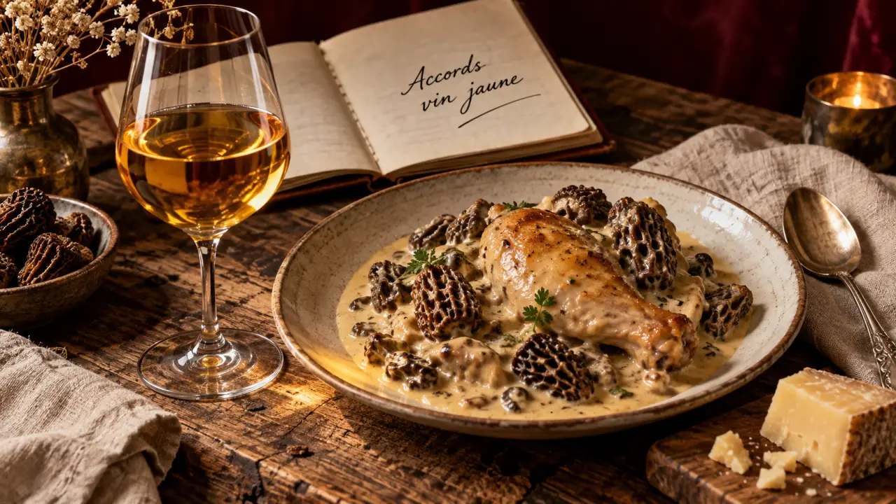 Vin jaune avec quel plat : volaille sauce morilles et comté