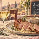 Vin pour filet mignon : filet de porc, sauce crème, champignons, verre de vin blanc sec