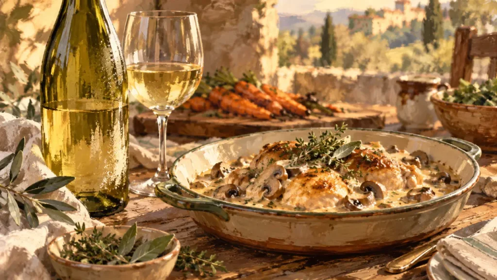Vin viognier blanc avec quel plat : volaille crémée et fromages à table