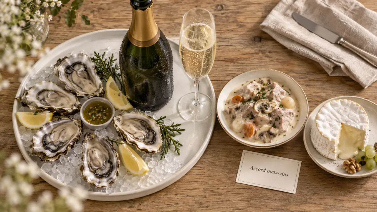 Accord mets et vins champagne : huîtres, veau, chaource
