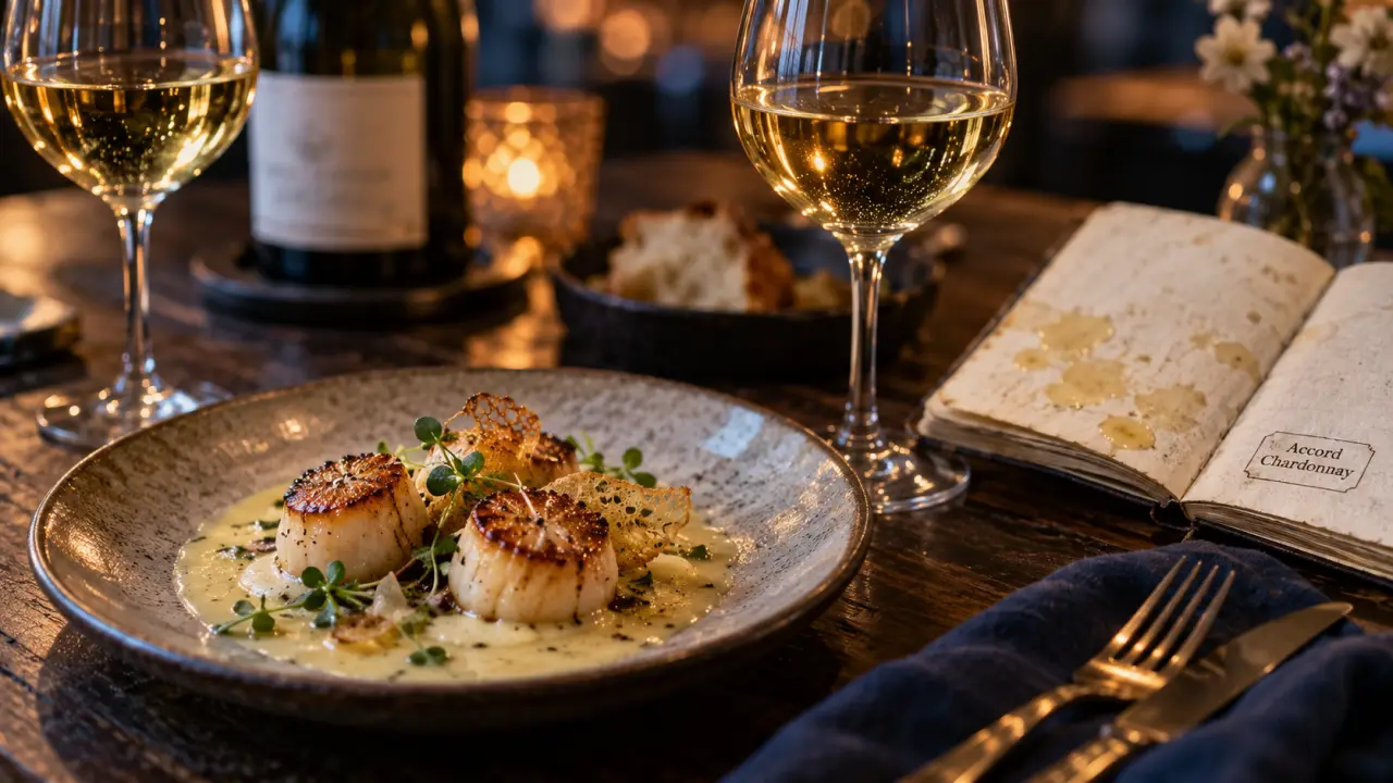 Accord mets vins chardonnay bourgogne : Saint-Jacques et sauce crémeuse