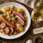 Accord mets vins choucroute garnie avec riesling sec, vin blanc