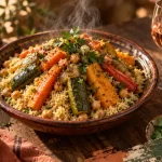 Accord mets vins couscous : rosé méditerranéen, rouge souple, blanc vif, couscous aux légumes