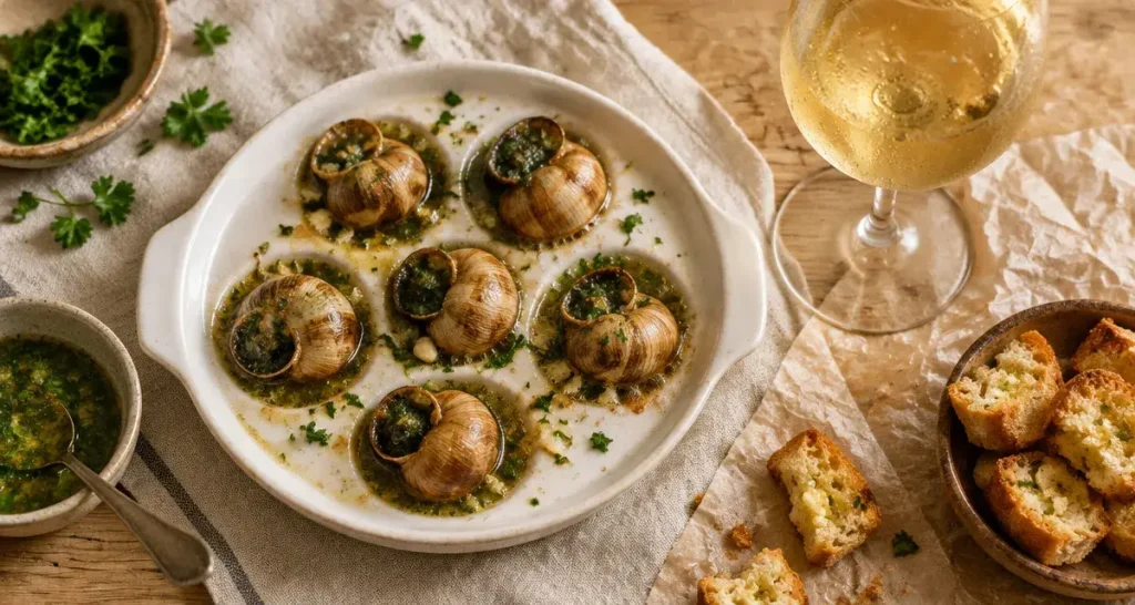 Accord mets vins escargots : escargots au beurre persillé et vin blanc