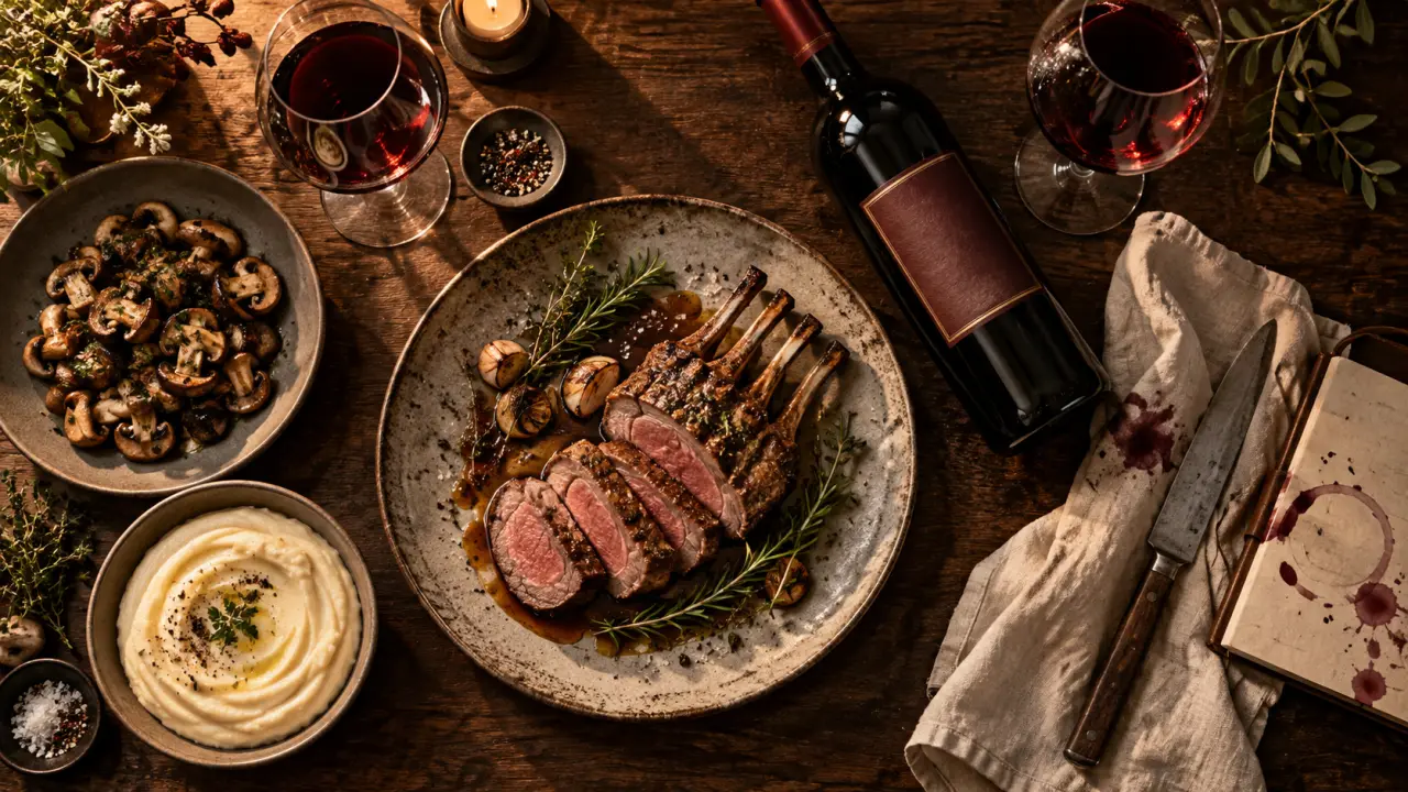 Accord mets vins Margaux : agneau rôti et champignons