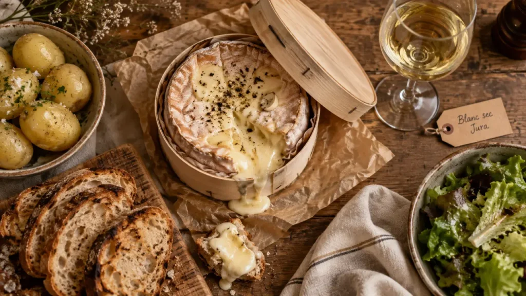 Accord mets vins mont d or chaud, blanc du Jura avec mont d’or chaud