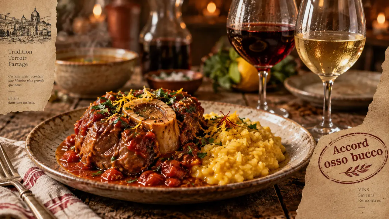 Accord mets et vins osso bucco de veau : rouge souple et blanc ample