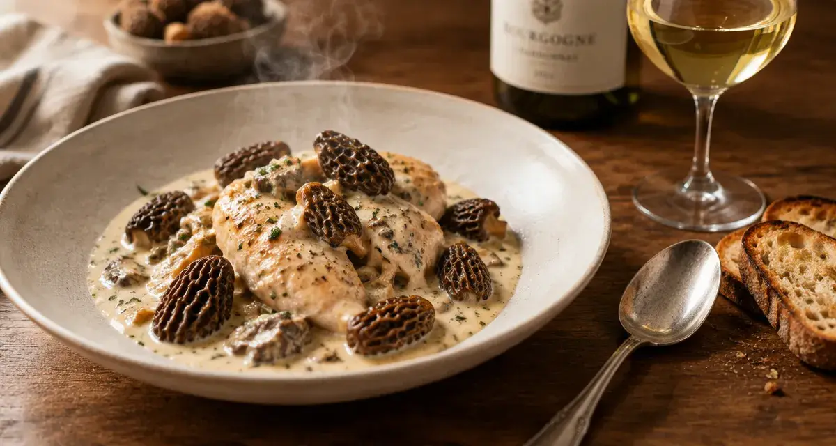 Accord mets vins poulet aux morilles, crème et vin blanc