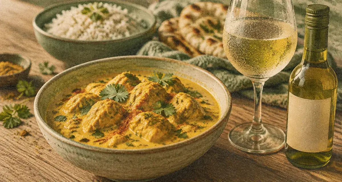 Accord mets vins poulet curry : vin blanc avec poulet curry crémeux et épices