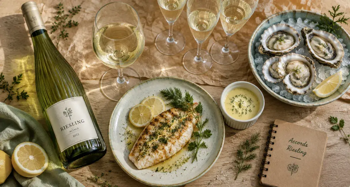 Accord mets vins riesling avec poisson, huîtres et beurre blanc